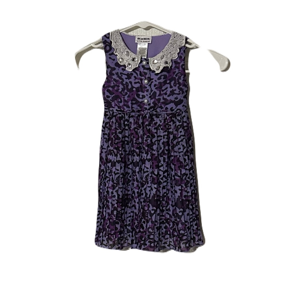 Blueberi Boulevard Purple Dress‎ with Lace Collar
